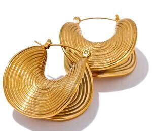 Anthropologie gold twisted gold bohemian hoop earrings statement